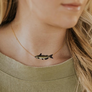 Catfish Chain Necklace, Catfish Pendant Necklace, Fishing Necklace, Fishing Jewelry, Catfish Jewelry