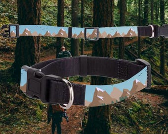 Mountains Dog Collar, Sublimated Mountain Skyline Design
