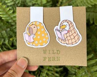 Cozy Capybara and Goose Magnetic Bookmark Set