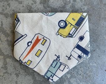 Campers Dog Bandana, Vintage Style RV Print, Hand-Sewn Cotton