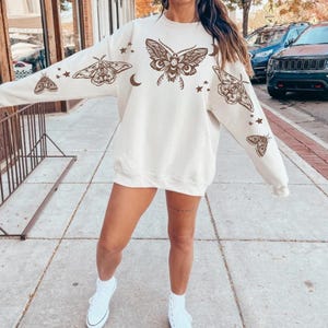 Celestial Moth Gildan Sweatshirt, Stars and Moon
