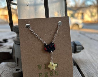 Mothman Glow in the Dark Necklace, Mothman Pendant, Cryptids Jewelry