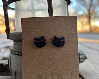 Mothman Stud Earrings, Polymer Clay Cryptid Jewelry