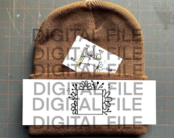 Stencil floreale per berretto - Modello per ricamo - DOWNLOAD DIGITALE