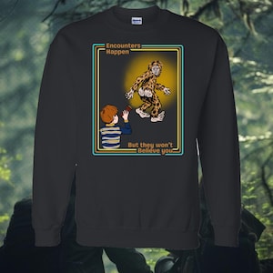 Bigfoot Encounter Sweatshirt, Cryptids Sweatshirt, Sasquatch Sweatshirt, Bigfoot Sweatshirt, National Park Monsters Sweatshirt, Groovy Vibes