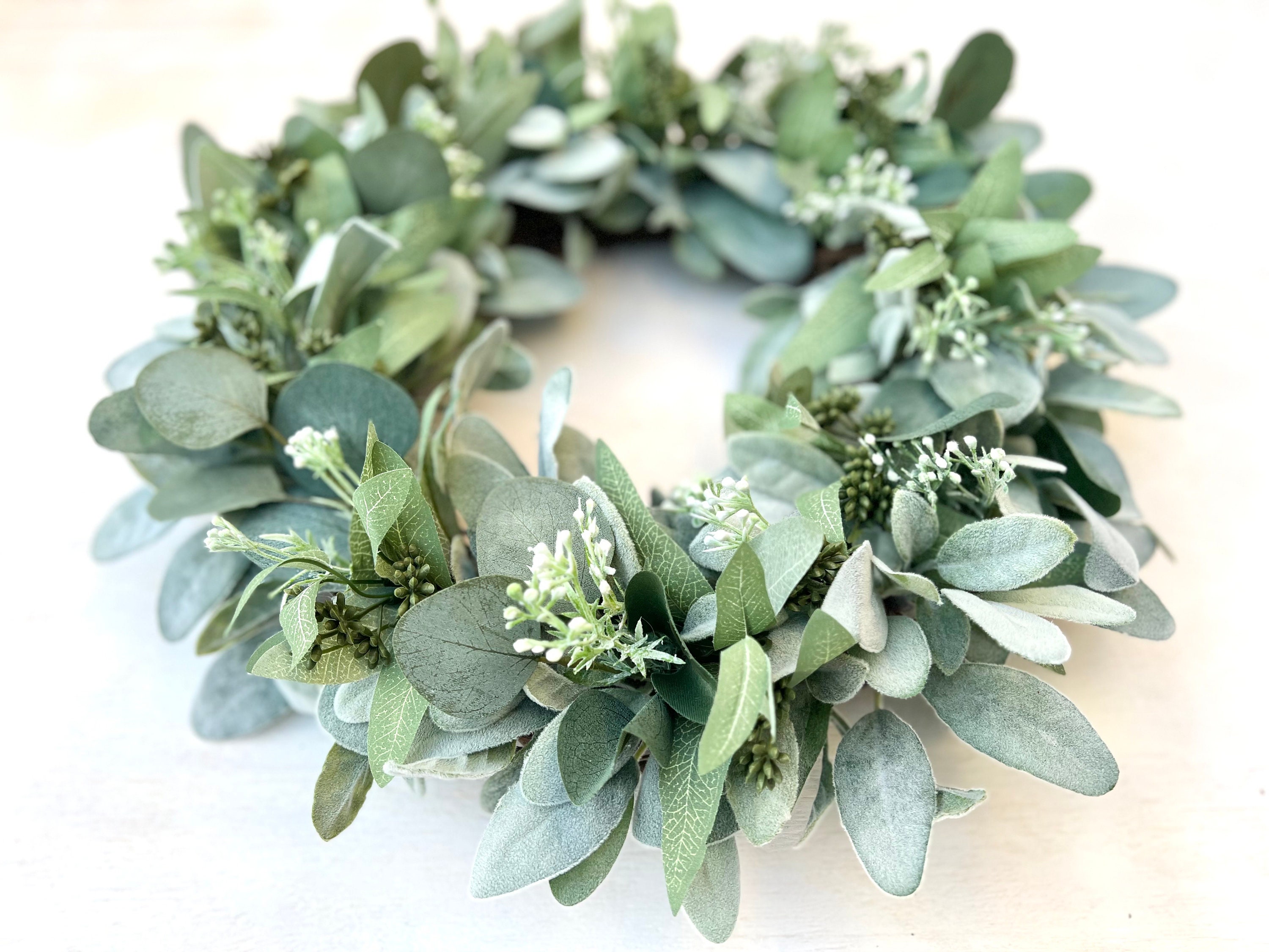 Lambs Ear and Seeded Eucalyptus Wreath, Year Round Wreath, Front Door ...