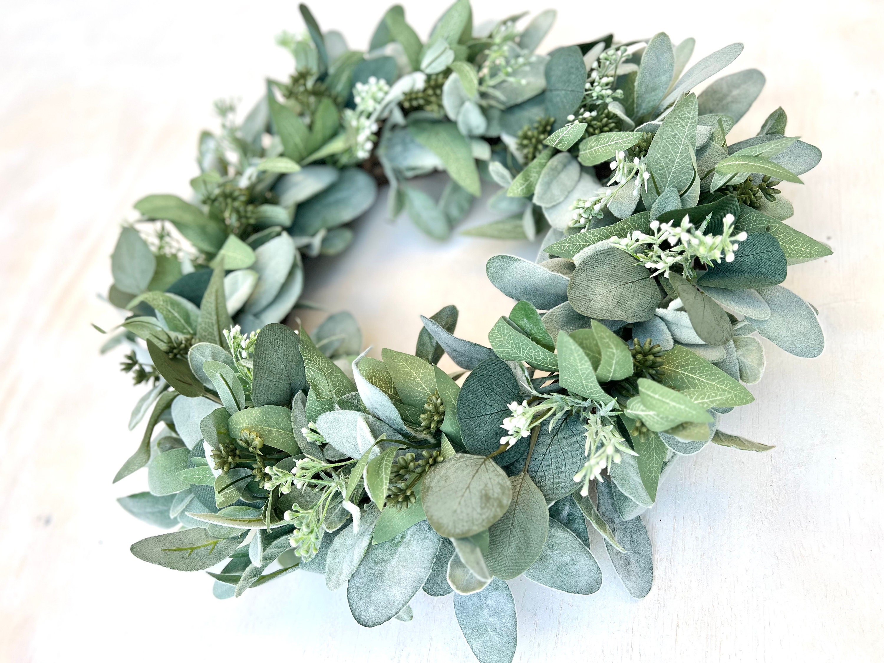 Lambs Ear and Seeded Eucalyptus Wreath, Year Round Wreath, Front Door ...