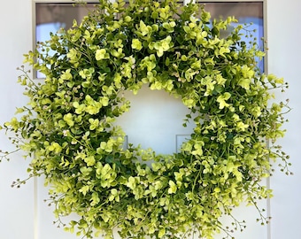Boxwood and Eucalyptus Wreath, Year Round Wreath for Front Door, Greenery Wreath, Farmhouse Wreath, Cottage Wreath, Double Door Wreath