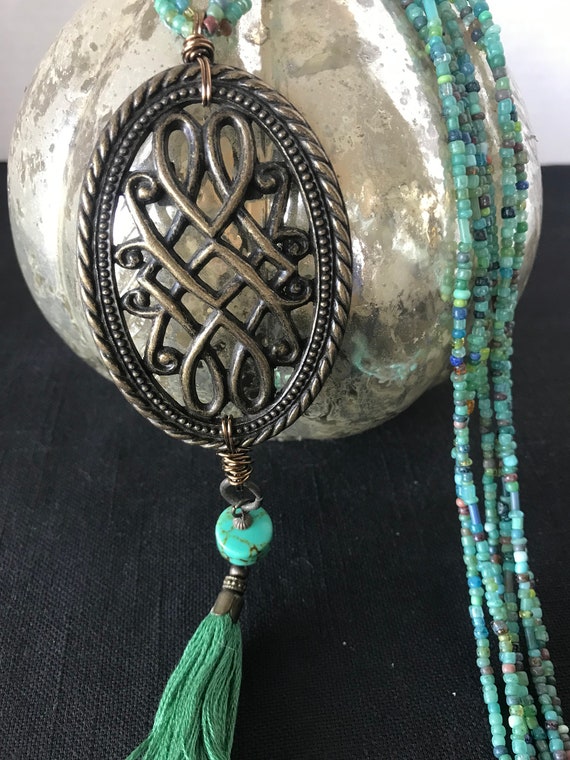Celtic Amulet Opera Length Necklace - image 1