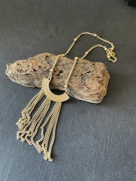 Textured Gold half circle with Fringe - image 1