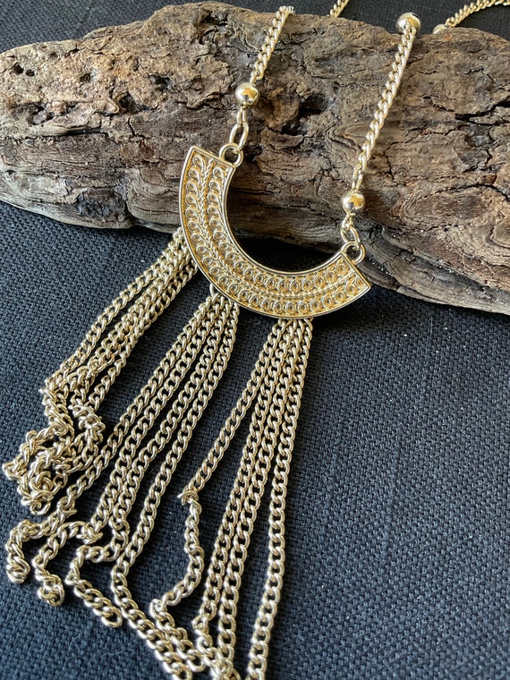 Textured Gold half circle with Fringe - image 2