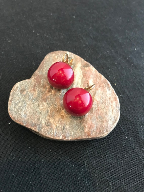 Cranberry Button Earrings