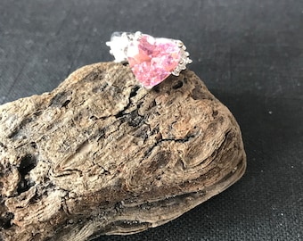 Großer Pink CZ Herz Ring