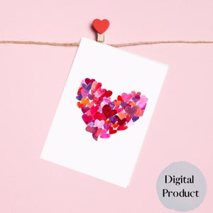 Happy Valentine&#39;s Day, Heart Greeting Card, Blank Inside, Romantic Card, Valentine&#39;s Day Card, Heart Card, I Love You Card