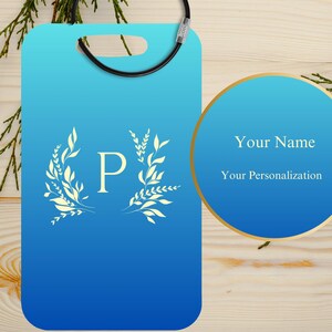 Monogram Luggage Tag Personalized, Blue Fade, Custom Initial Bag Tag, Initial Luggage Tag, Monogram Bag Tag, Monogram Wedding Gift Monogram