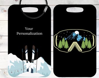 Étiquette de sac de ski personnalisée : étiquette de bagage de skieur étiquette de bagage de ski personnalisée, étiquette de sac de voyage de sports d&#39;hiver personnalisée, cadeau pour les skieurs et les amateurs de neige