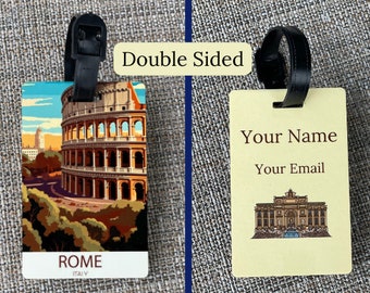 Rome Poster Art Travel Gift Gepersonaliseerde bagagelabel voor bagage Gepersonaliseerde bagagelabel Cadeau voor mensen die reizen Golftaslabel Rugzaklabel