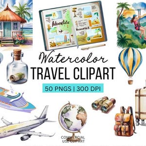 Reise Clipart Bundle: Urlaub Abenteuer PNG Grafiken Digital Download, Scrapbook Grafik, Reisejournal Clipart, Junk Journal Grafiken