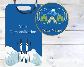 Ski Tag Personalized Luggage Tag for Skiers, Travel Gift Personalized Gift For Travelers, Gift for Skier, Ski Bag Tag Personalized