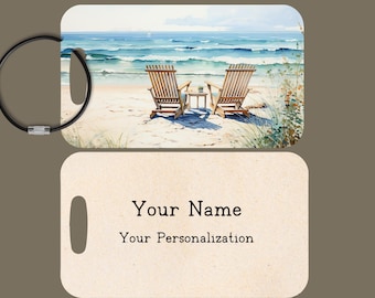 Beach Travel Bag Tag Personalized, Personalized Gift Beach Lover, Personalized Travel Accessories, Luggage Tag Wedding Gift
