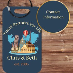Travel Partners for Life Luggage Tag Personalized, Wedding Gift For Travelers, Honeymoon Gift Personalized, Bridal Shower Gift
