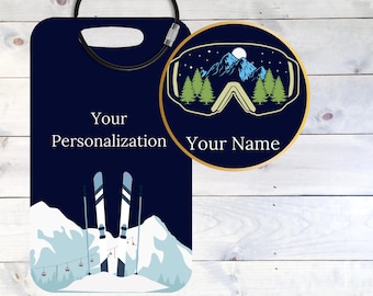 Ski Tag Personalized Luggage Tag for Skiers, Travel Gift Personalized Gift For Travelers, Gift for Skier,Ski Bag Tag