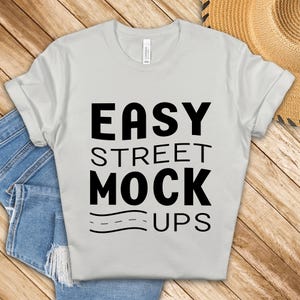 Silver Bella Canvas 3001 T-shirt Mockup: Flat Lay (Digital Download) BC2NW