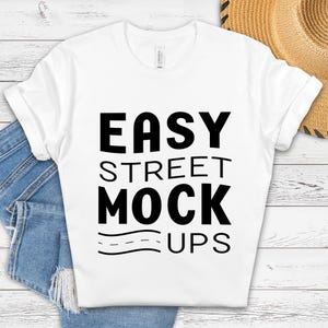 Bella Canvas 3001 White T-shirt Mockup: Flat Lay (Digital Download) BC2WW