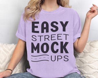 Orchid Comfort Colors T-Shirt Mockup: Oversized Fit (Digitaler Download) EM17
