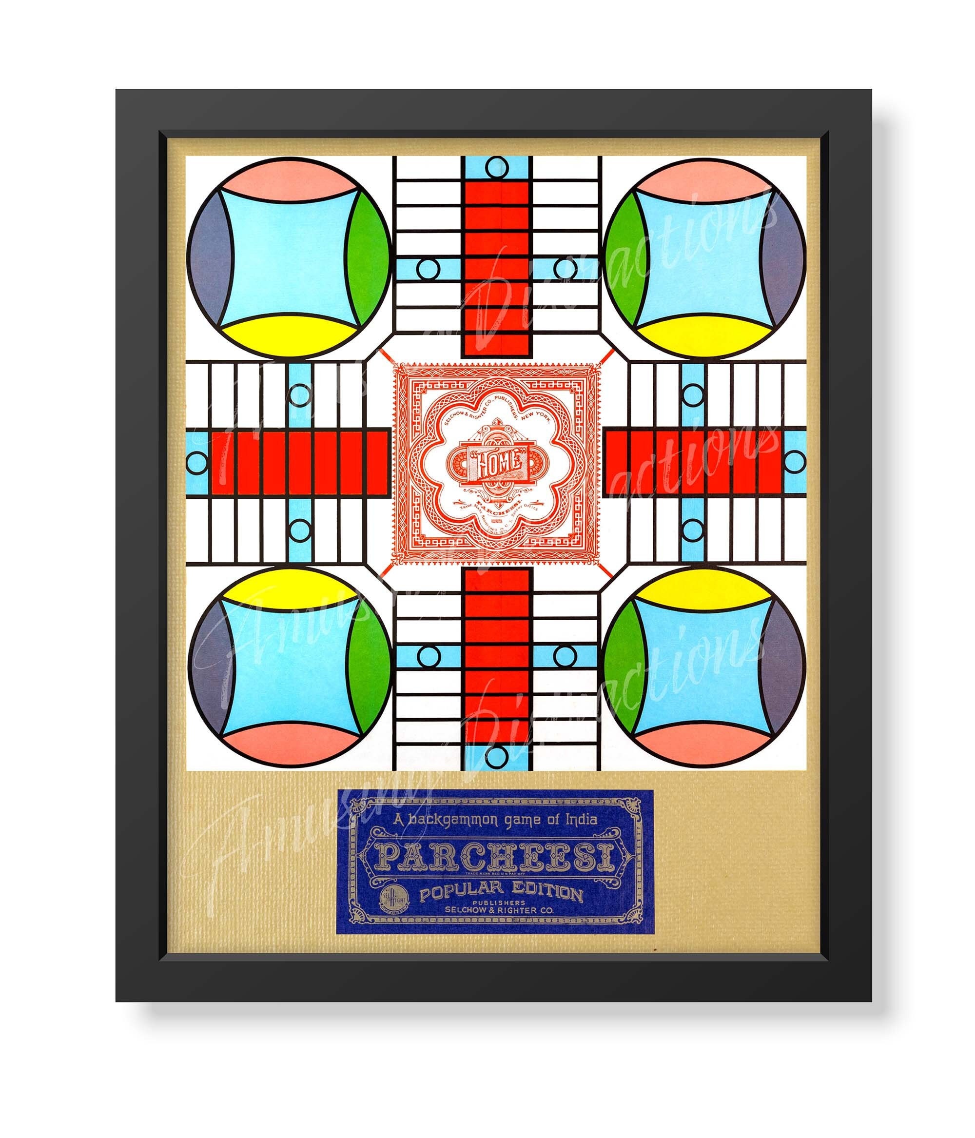 Parcheesi Vintage Board Game Art Print Game Room Playroom Etsy