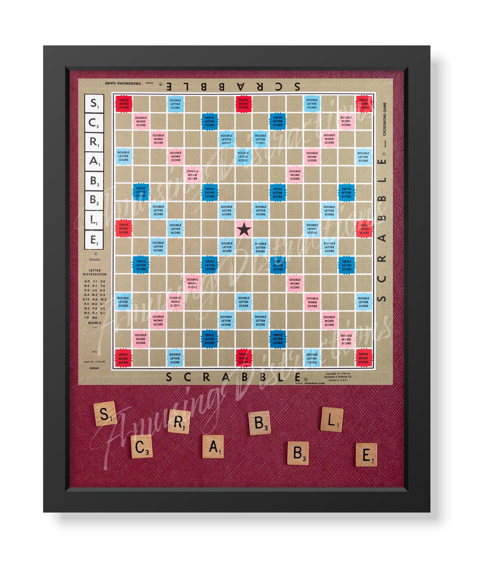 PRINTABLE Scrabble Board Game, DIGITAL ART for Game Room, Playroom ...
