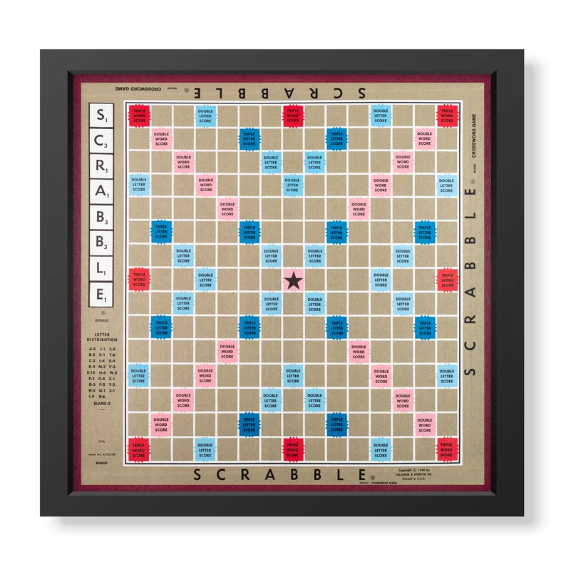 PRINTABLE Scrabble Board Game, DIGITAL ART for Game Room, Playroom, Bedroom / Classic Retro image 2
