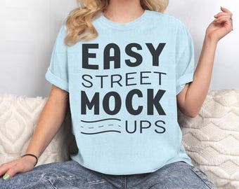 Chambray Comfort Colors 1717 T-Shirt Mockup: Oversized Fit (Digitaler Download) EM17