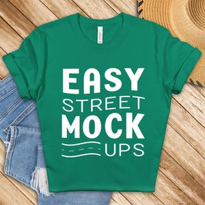 Bella Canvas 3001 Kelly T-Shirt Mockup: Simple Flat Lay (Digital Download) BC2NW