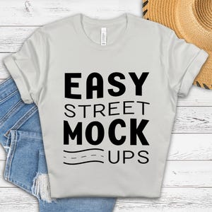 Bella Canvas 3001 Silver T-shirt Mockup: Simple Flat Lay (Digital Download) BC2WW