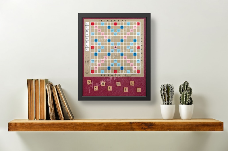 PRINTABLE Scrabble Board Game, DIGITAL ART for Game Room, Playroom, Bedroom / Classic Retro image 6