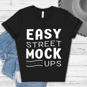 Bella Canvas 3001 Black T-shirt Mockup: Simple Flat Lay (Digital Download)