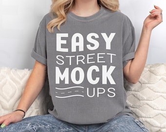 Grau Comfort Farben T-Shirt Mockup: Oversized Fit (Digitaler Download) EM17