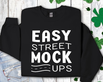 Gildan 18000 Sweatshirt Mockup: St Patrick's Day Rundhalsausschnitt (Digitaler Download) EM1SP