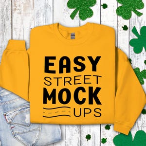 Gold Gildan 18000 Sweatshirt Mockup: St Patrick&#39;s Day Crewneck (Digital Download) EM1SP