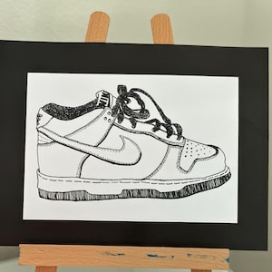 Framed Hand-Drawn Nike Shoe (Print)
