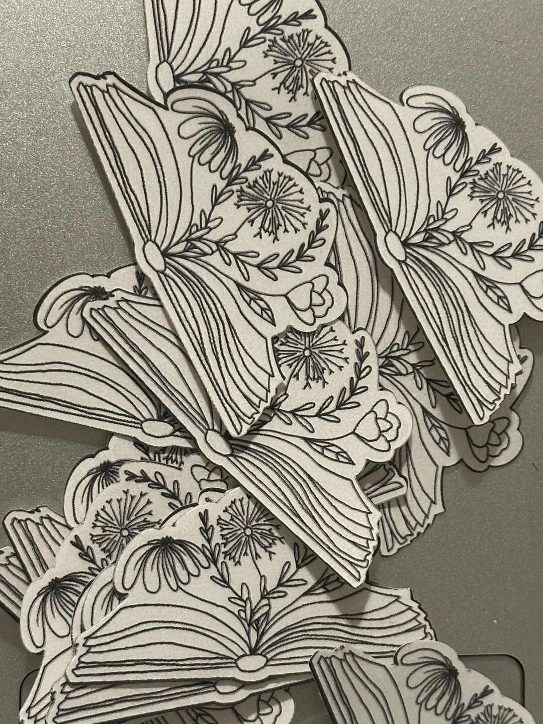 Hand-drawn Open Book Sticker - Floral and Vine Design, Waterproof and ...