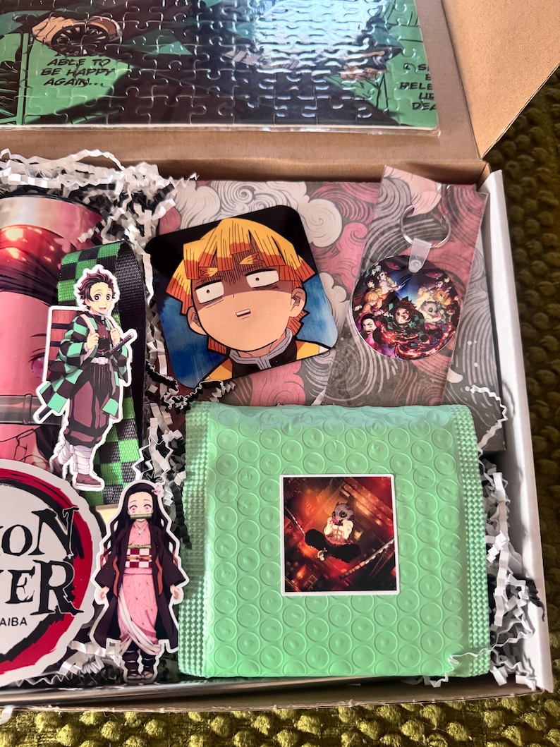 Demon Slasher Anime Gift Box – Anime Tumbler, Puzzle, Keychain, Magnet, Coaster – Anime Lover Gift for Him Her Teens Kids – Otaku Gift Set image 3