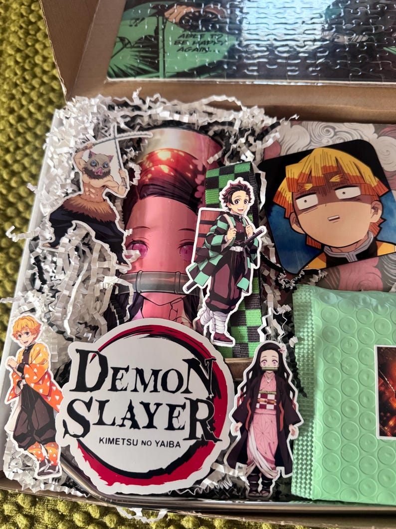 Demon Slasher Anime Gift Box – Anime Tumbler, Puzzle, Keychain, Magnet, Coaster – Anime Lover Gift for Him Her Teens Kids – Otaku Gift Set image 4
