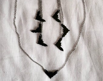 Polymer clay Bats earrings/necklace