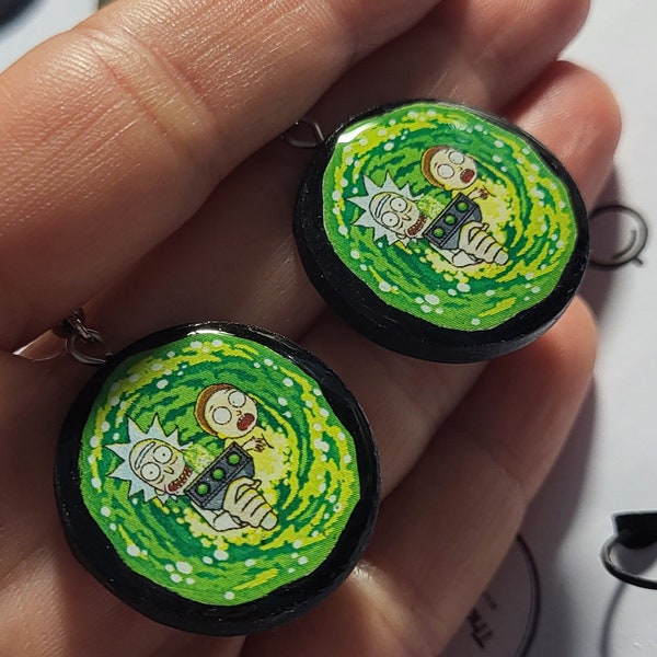 Rick and Morty inspired earrings and/ or necklace