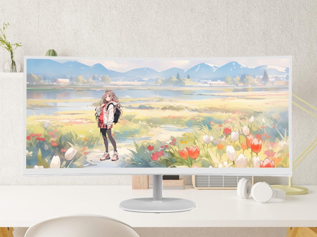 Curved Screen Desktop Wallpaper | Anime Red Tulips | Ultrawide 21:9 ...