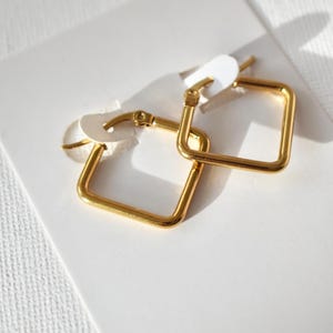 Hoop earrings square rhombus square - stainless steel gold