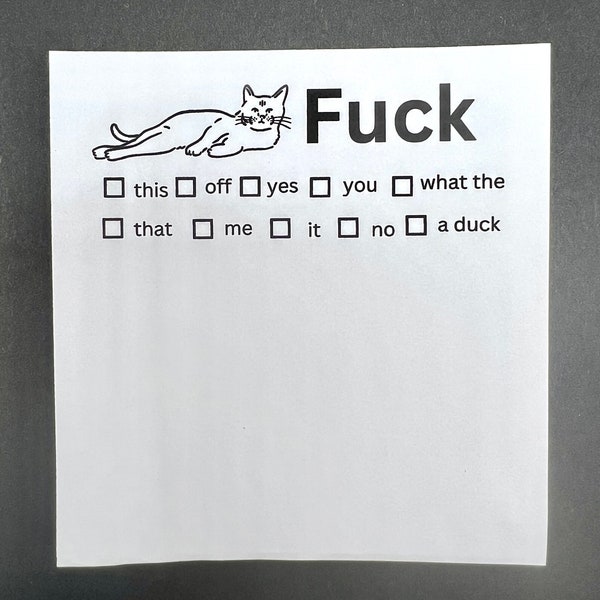 Funny Note Pad, Fuck Off Notes, Cat Notes, Funny Cat Gift, Fuck Cat Note Pad, Desk Accessory Gifts, Novelty Notepad, Fuck Note