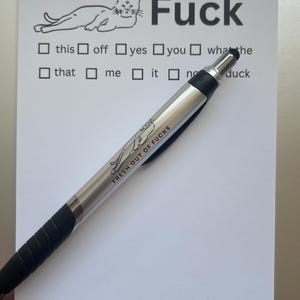 Funny Note Pad and Pen, Fuck Off Notes, Cat Notes, Funny Cat Gift, Fuck Cat Note Pad, Desk Accessory Gifts, Novelty Notepad, Fuck Note